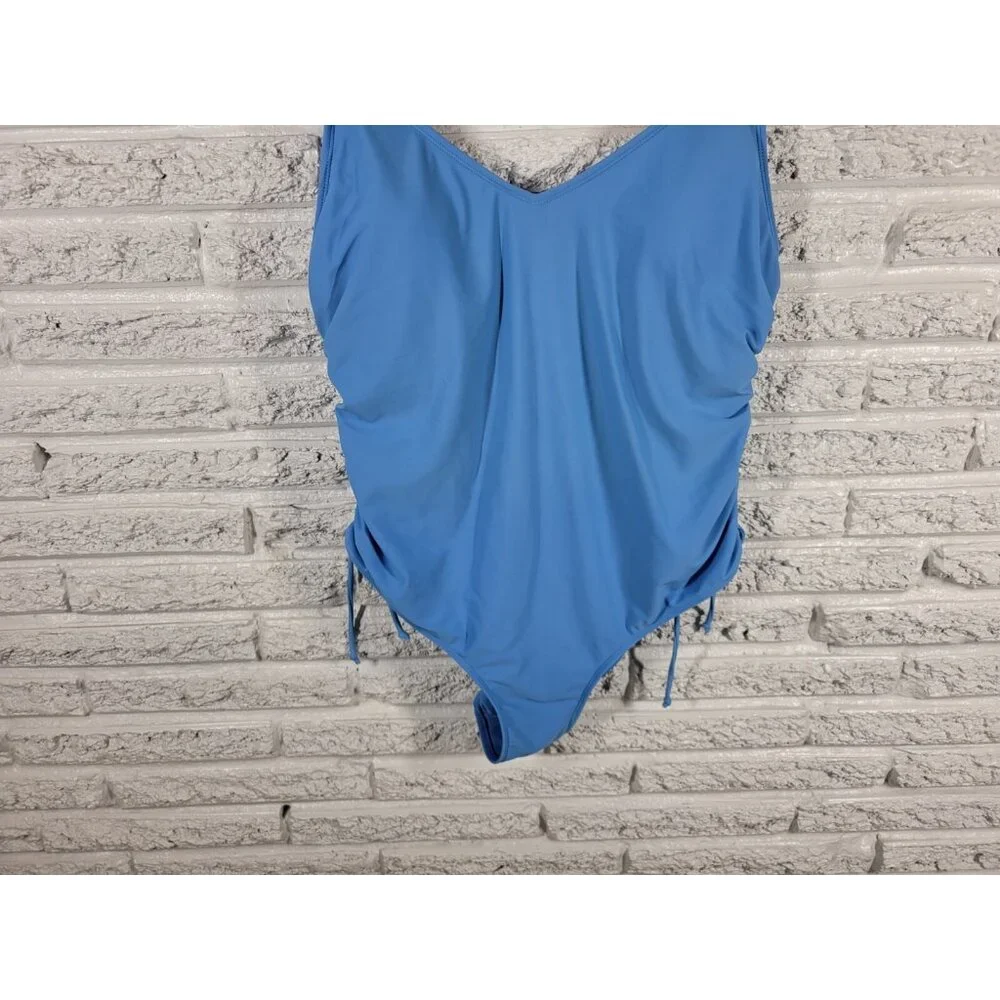 Time and Tru Womens One Piece Swimsuit XL Blue Spaghetti Strap Bathing BLU197E